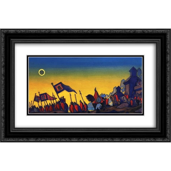 Nicholas Roerich 2x Matted 24x16 Black Ornate Framed Art Print 'Prince Igor Campaign'
