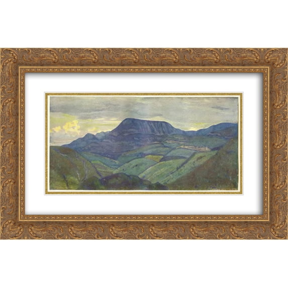 Nicholas Roerich 2x Matted 24x16 Gold Ornate Framed Art Print 'Caucasus. Arc mountain.'