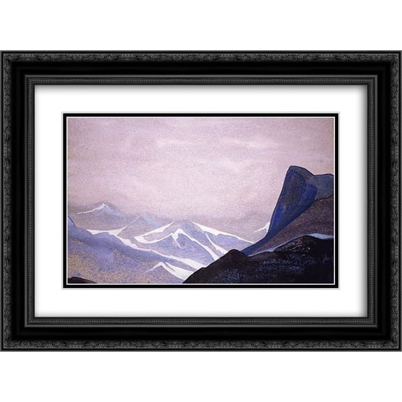 Nicholas Roerich 2x Matted 24x18 Black Ornate Framed Art Print 'A steep snow slope'