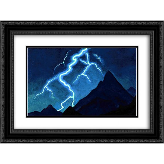 Nicholas Roerich 2x Matted 24x18 Black Ornate Framed Art Print 'Call of the Sky'
