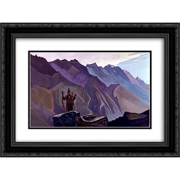 Nicholas Roerich 2x Matted 24x18 Black Ornate Framed Art Print 'Hill of Tara'