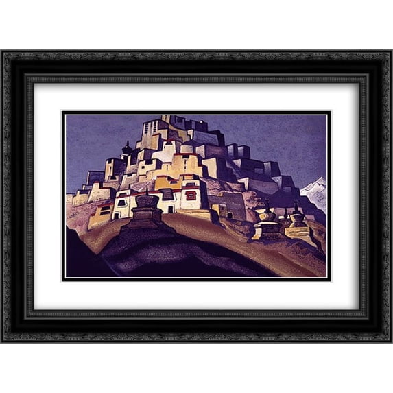 Nicholas Roerich 2x Matted 24x18 Black Ornate Framed Art Print 'Island of Rest'
