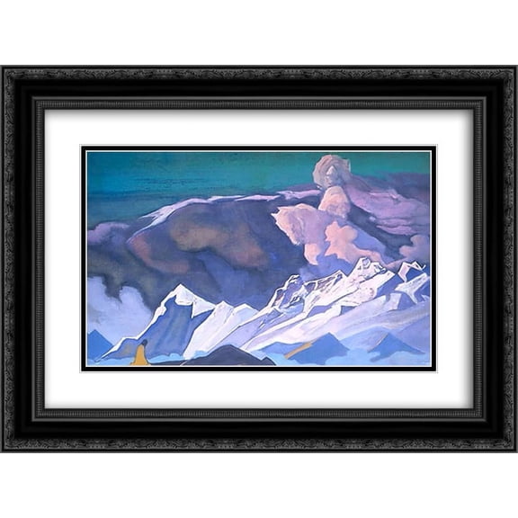 Nicholas Roerich 2x Matted 24x18 Black Ornate Framed Art Print 'Kalki Avatar'