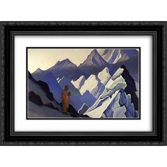 Nicholas Roerich 2x Matted 24x18 Black Ornate Framed Art Print 'Morning prayer'
