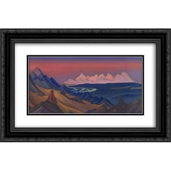 Nicholas Roerich 2x Matted 24x18 Black Ornate Framed Art Print 'Song of Shambhala'