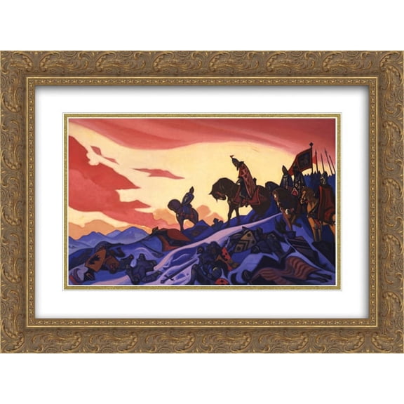 Nicholas Roerich 2x Matted 24x18 Gold Ornate Framed Art Print 'Alexander Nevsky'