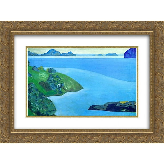 Nicholas Roerich 2x Matted 24x18 Gold Ornate Framed Art Print 'Karelian landscape. Rocky seashore.'