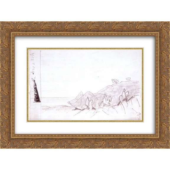 Nicholas Roerich 2x Matted 24x18 Gold Ornate Framed Art Print 'Magi procession'