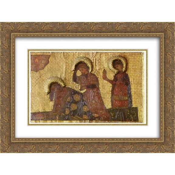 Nicholas Roerich 2x Matted 24x18 Gold Ornate Framed Art Print 'The Virgin Holidays. Adoration of the Magi. Three kings.'