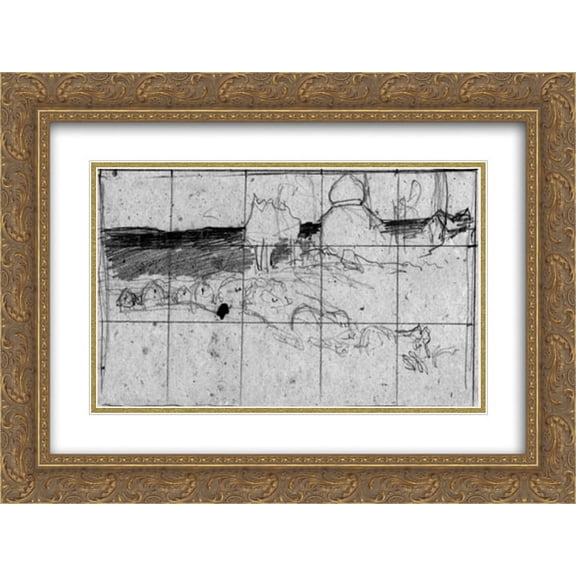 Nicholas Roerich 2x Matted 24x18 Gold Ornate Framed Art Print 'Wolves'