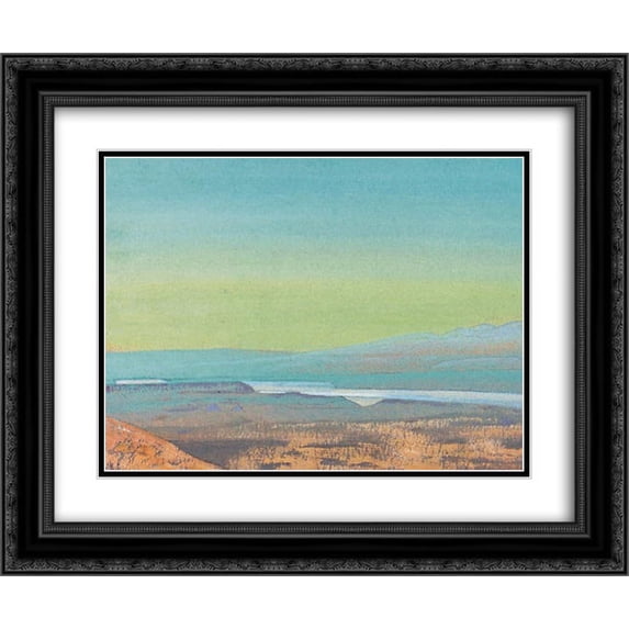 Nicholas Roerich 2x Matted 24x20 Black Ornate Framed Art Print 'Burein-Gol. Qaidam.'