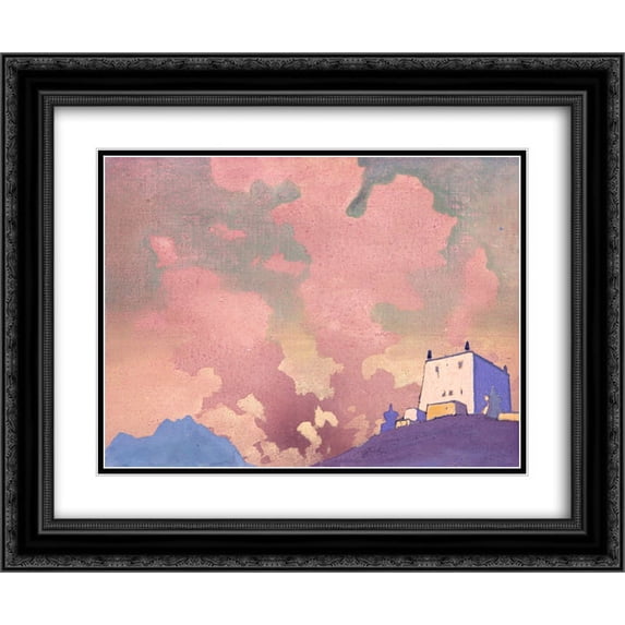 Nicholas Roerich 2x Matted 24x20 Black Ornate Framed Art Print 'Gompa'