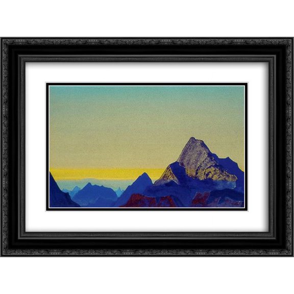 Nicholas Roerich 2x Matted 24x20 Black Ornate Framed Art Print 'Himalayan morning. Sunrise.'