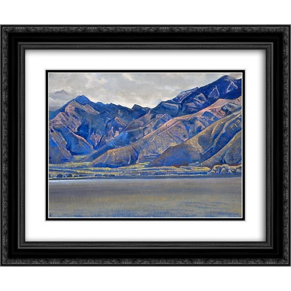 Nicholas Roerich 2x Matted 24x20 Black Ornate Framed Art Print 'Lake Dal'