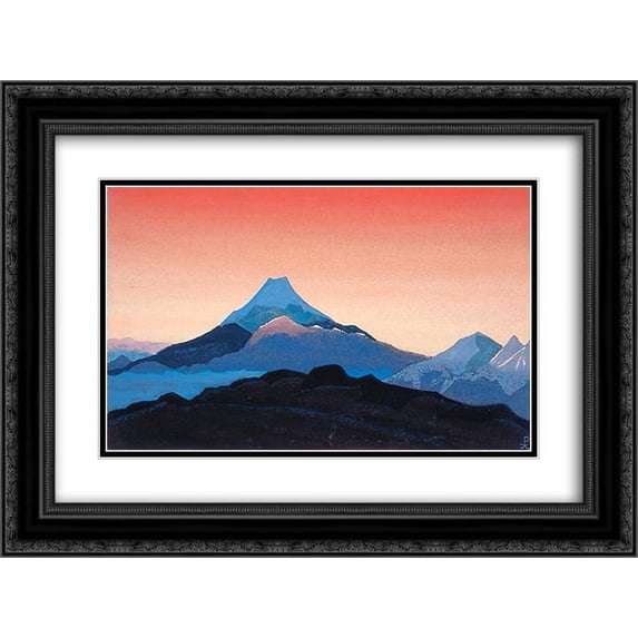Nicholas Roerich 2x Matted 24x20 Black Ornate Framed Art Print 'Mount Fuji'
