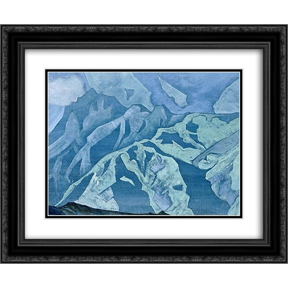 Nicholas Roerich 2x Matted 24x20 Black Ornate Framed Art Print 'On Falut'