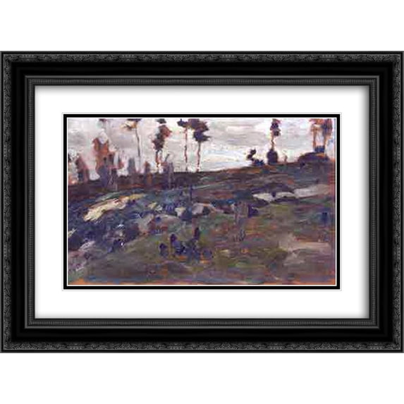 Nicholas Roerich 2x Matted 24x20 Black Ornate Framed Art Print 'Ostrovenka suburbs'