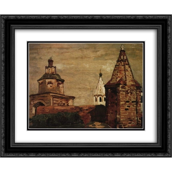 Nicholas Roerich 2x Matted 24x20 Black Ornate Framed Art Print 'Suzdal. Alexander Nevsky Monastery.'