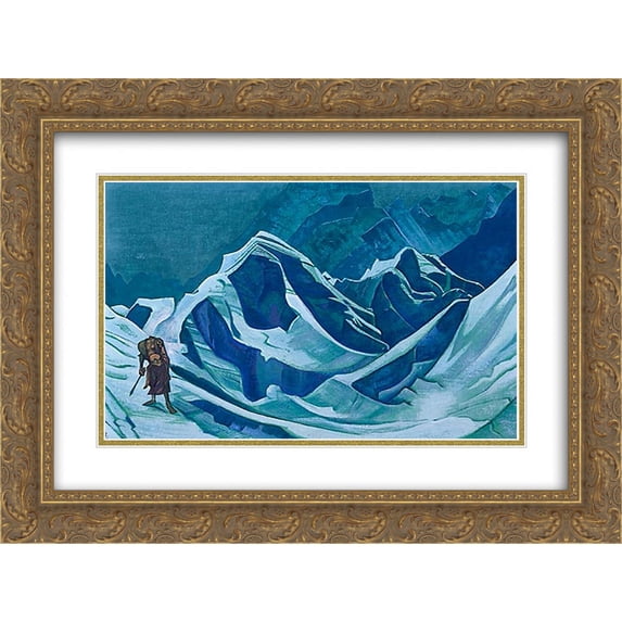 Nicholas Roerich 2x Matted 24x20 Gold Ornate Framed Art Print 'Guru Kambala'