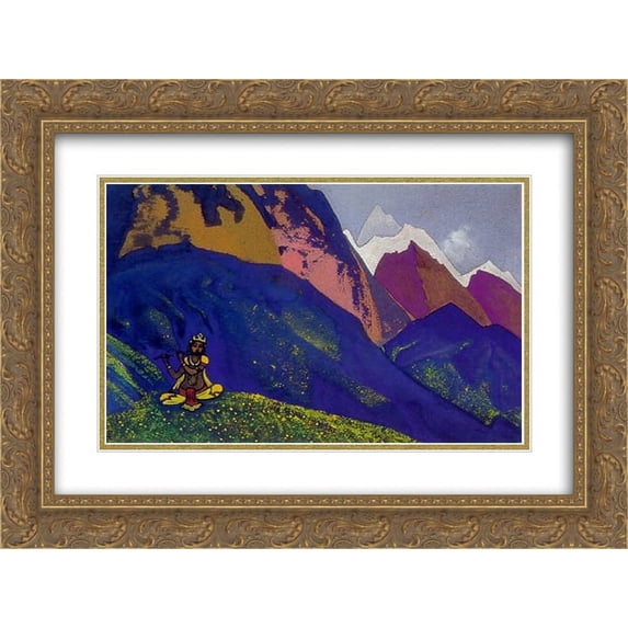 Nicholas Roerich 2x Matted 24x20 Gold Ornate Framed Art Print 'Krishna'