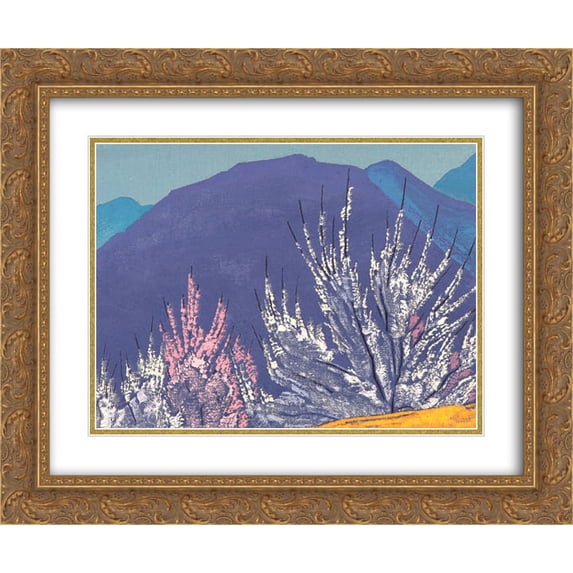 Nicholas Roerich 2x Matted 24x20 Gold Ornate Framed Art Print 'Study to Krishna'