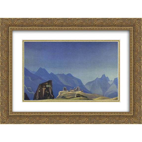 Nicholas Roerich 2x Matted 24x20 Gold Ornate Framed Art Print 'Sword of Gesar'