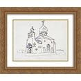 thumbnail image 1 of Nicholas Roerich 2x Matted 24x20 Gold Ornate Framed Art Print 'Temple in Skvernitsy', 1 of 2