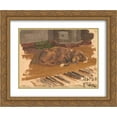 thumbnail image 1 of Nicholas Roerich 2x Matted 24x20 Gold Ornate Framed Art Print 'The dog has gone', 1 of 2