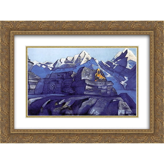 Nicholas Roerich 2x Matted 24x20 Gold Ornate Framed Art Print 'Tsong-kha-pa'