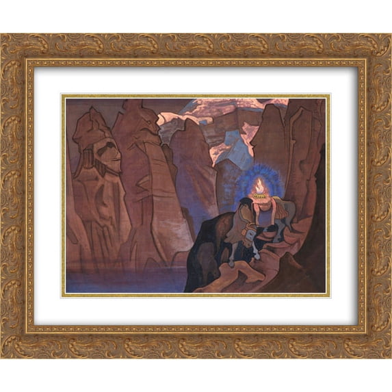 Nicholas Roerich 2x Matted 24x20 Gold Ornate Framed Art Print 'World's Treasure (Cintamani)'