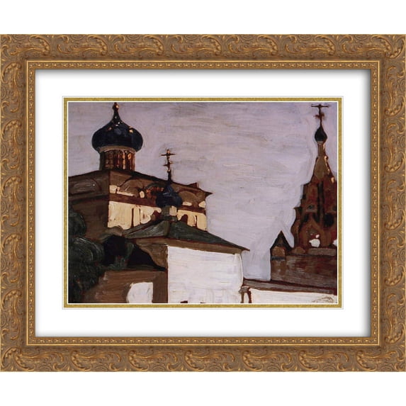 Nicholas Roerich 2x Matted 24x20 Gold Ornate Framed Art Print 'Yaroslavl. Church of Nativity. '