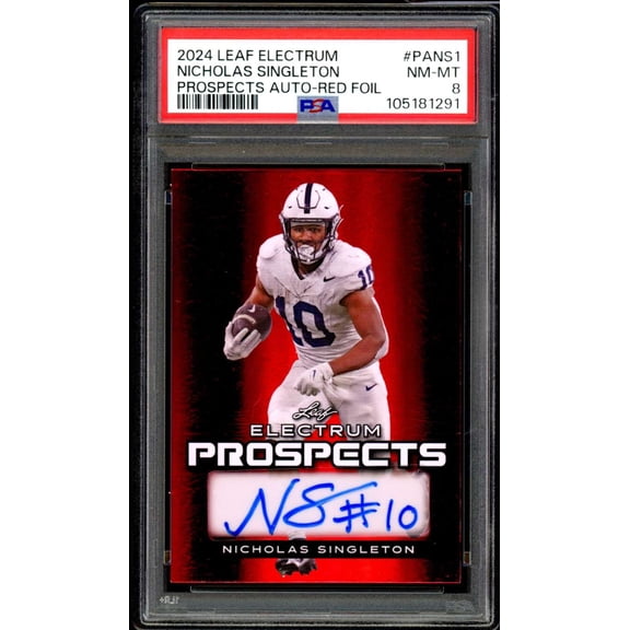Nicholas Singleton Card 2024 Leaf Electrum Auto Red Foil (1/2) #Pans1 PSA 8