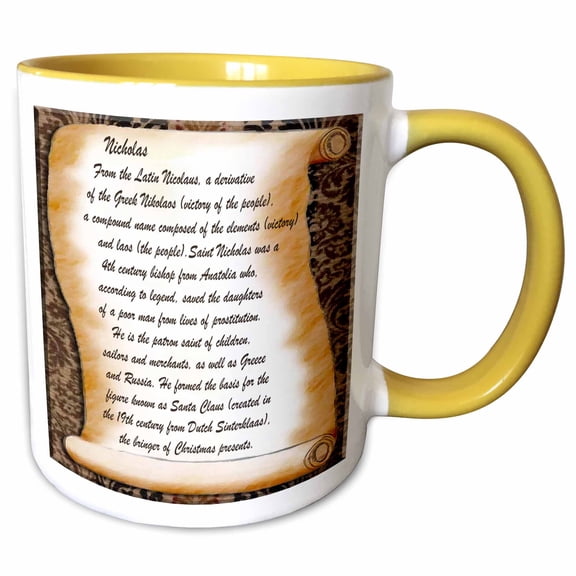 3drose, Nicholas the Meaning, 11oz Two-tone Yellow Mug