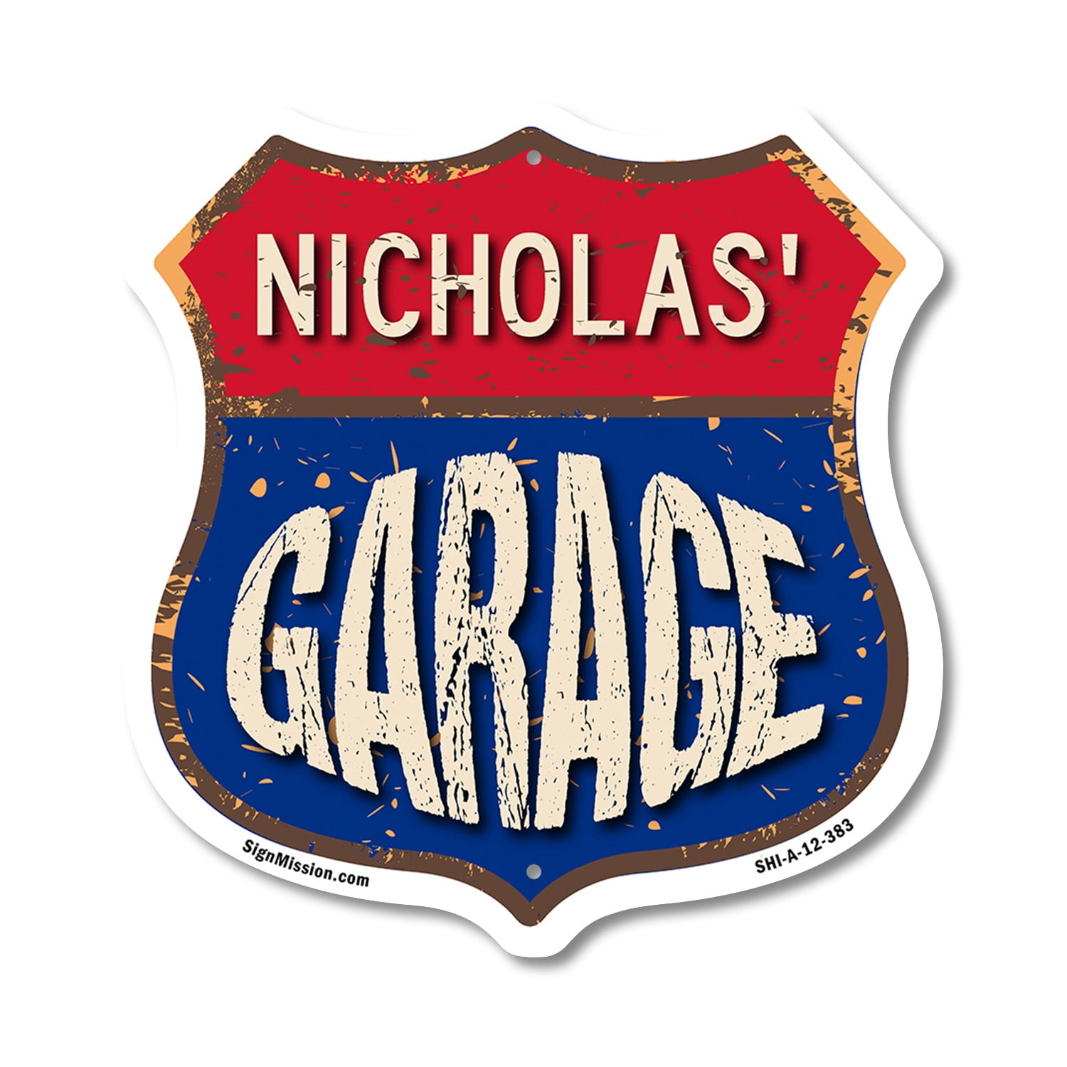 Nicholas's Garage 12 inch X 12 inch Shield-Shaped Rust-Free Aluminum ...