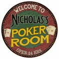 thumbnail image 1 of Nicholas's Poker Room 12" Round Metal Sign Kitchen Bar Wall Décor 200120034479, 1 of 1