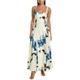 thumbnail image 1 of Nicholas womens  Athena Panelled Linen-Blend Midi Dress, 4, Blue, 1 of 3