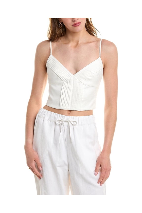 womens Cosima Linen Top, 4, White