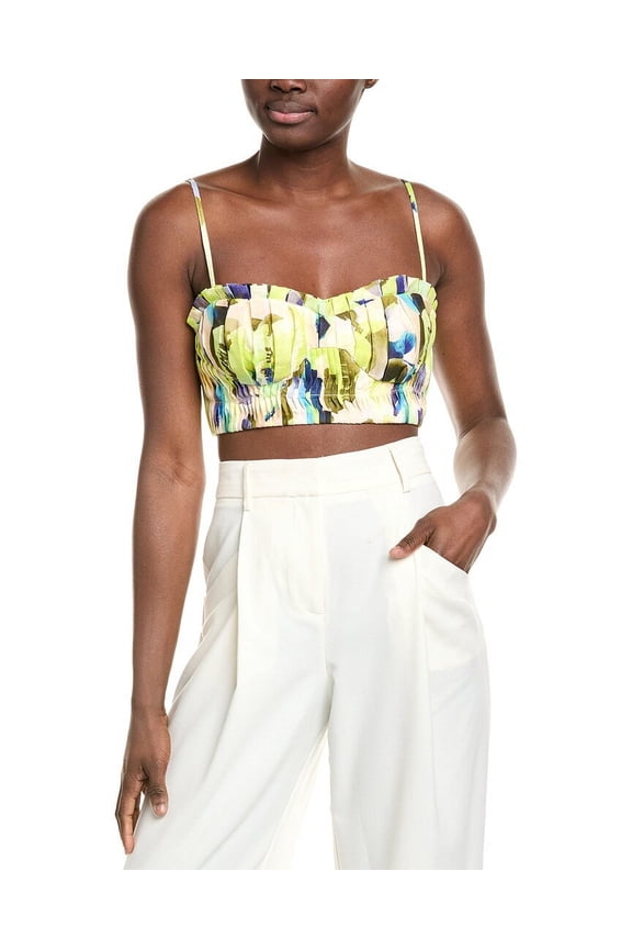 womens  Crina Linen Bra Top, 10, Green