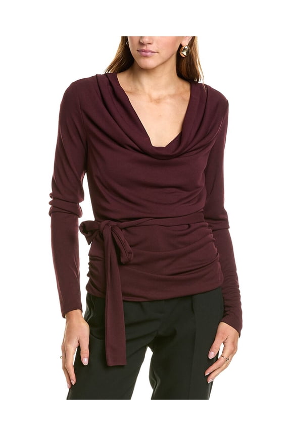 womens  Demitria Scarf Cowl Neck Top, 2, Purple