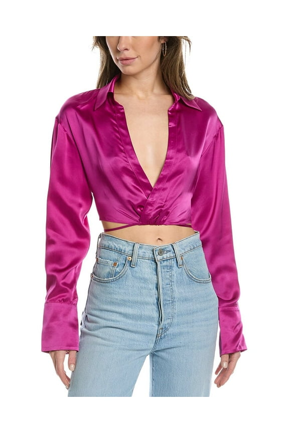 womens  Edeline Silk Top, 0, Pink