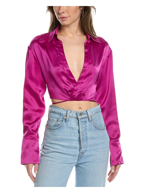 womens Edeline Silk Top, 0, Pink