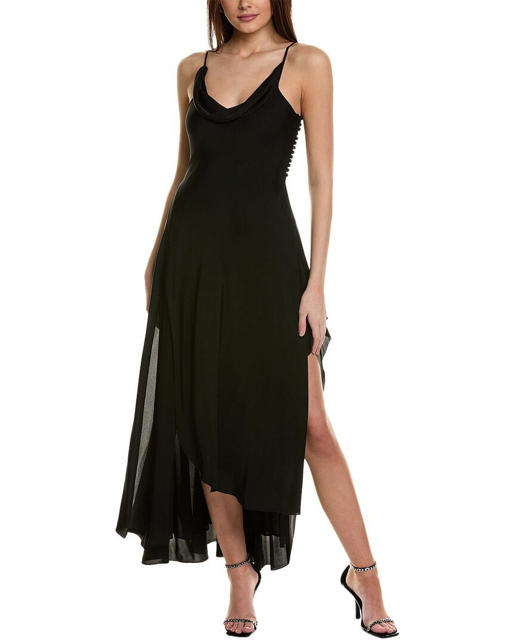 Nicholas womens Elsie Ruffle Slit Silk-Blend Gown, 0, Black - Walmart  Business Supplies