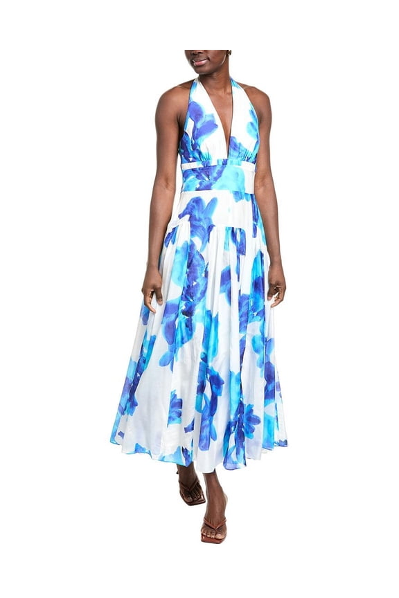 womens Giulia Silk-Blend Midi Dress, 2, White