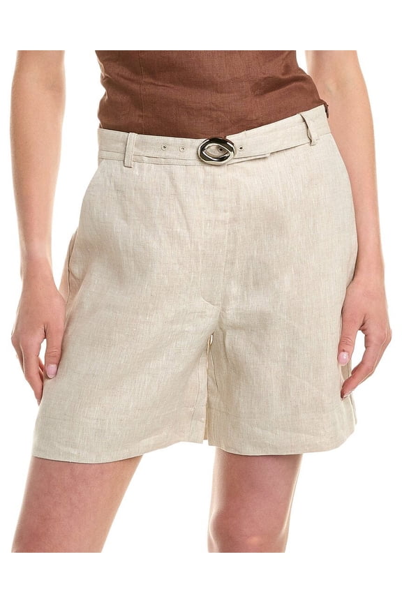 womens Lavinia Tailored Linen Short, 2, Brown