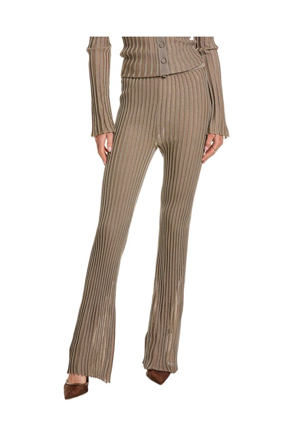 womens Mireya Plaited Rib Pant, l, Grey