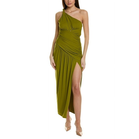 Nicholas womens Nala Draped Asymmetrical Gown, 10, Green