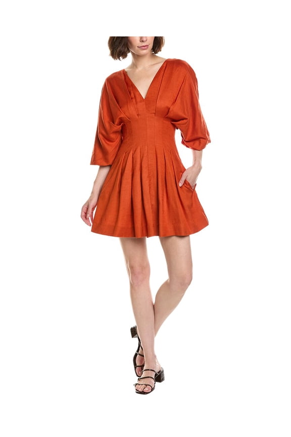 womens Nicoline Linen-Blend Mini Dress, 10