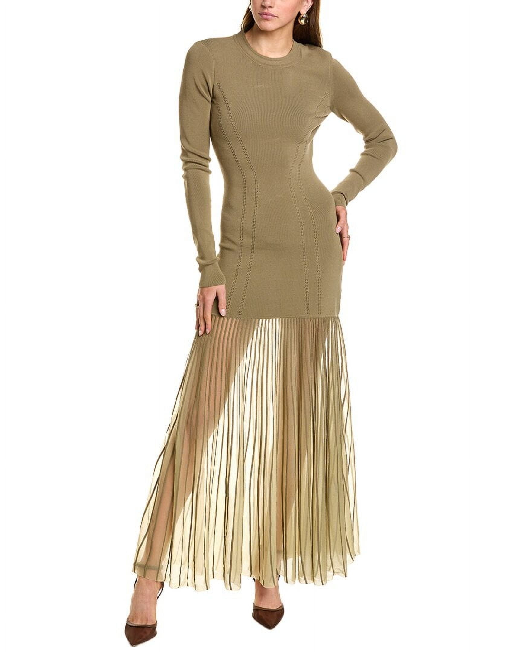 nicholas green dress Nicholas Finley Asymmetrical Draped Midi Dress in Green main image 1