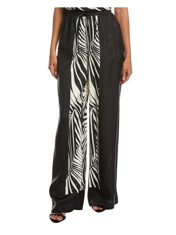 womens Sandra Pull-On Wide Leg Silk-Blend Pant, 2, Black