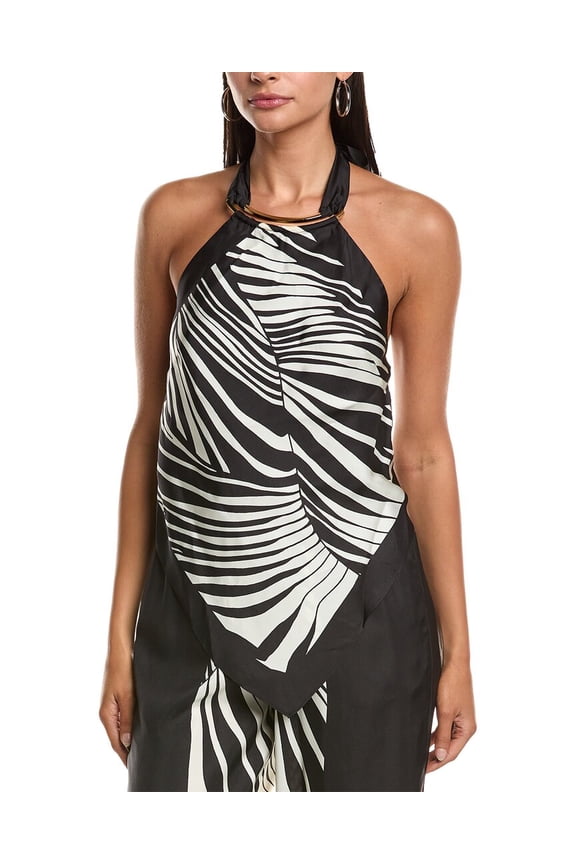 womens Skye Silk-Blend Halter Top, 0, Black